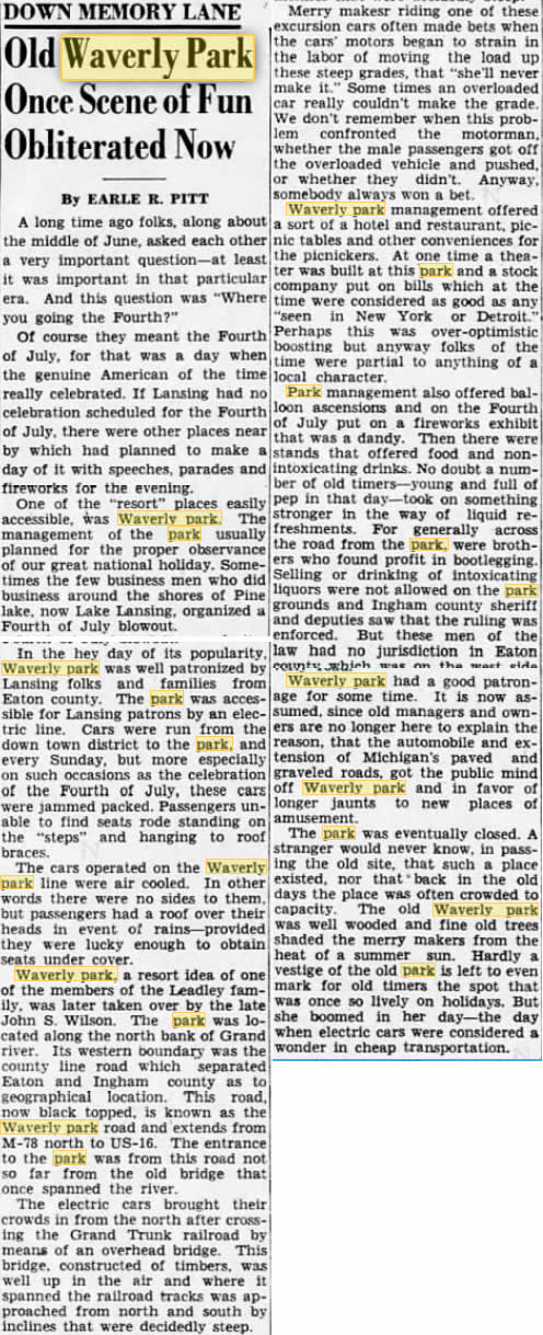 Waverly Park - Sept 15 1946 Article (newer photo)